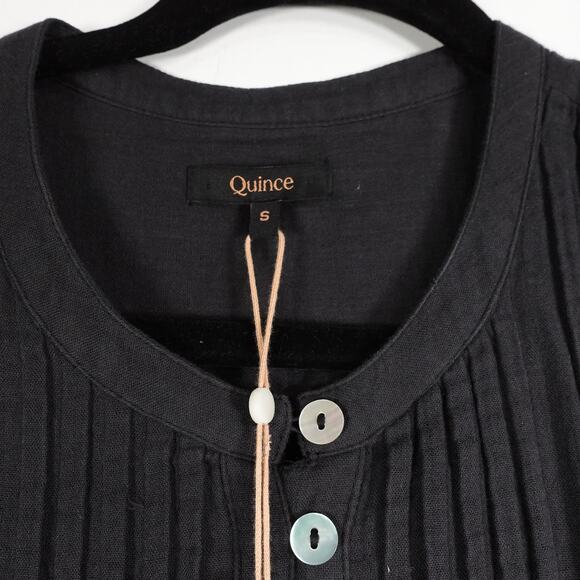 New Quince Women’s Organic Cotton Gauze Sleeveless Swing Dress Black Small 3910M - Picture 7 of 9
